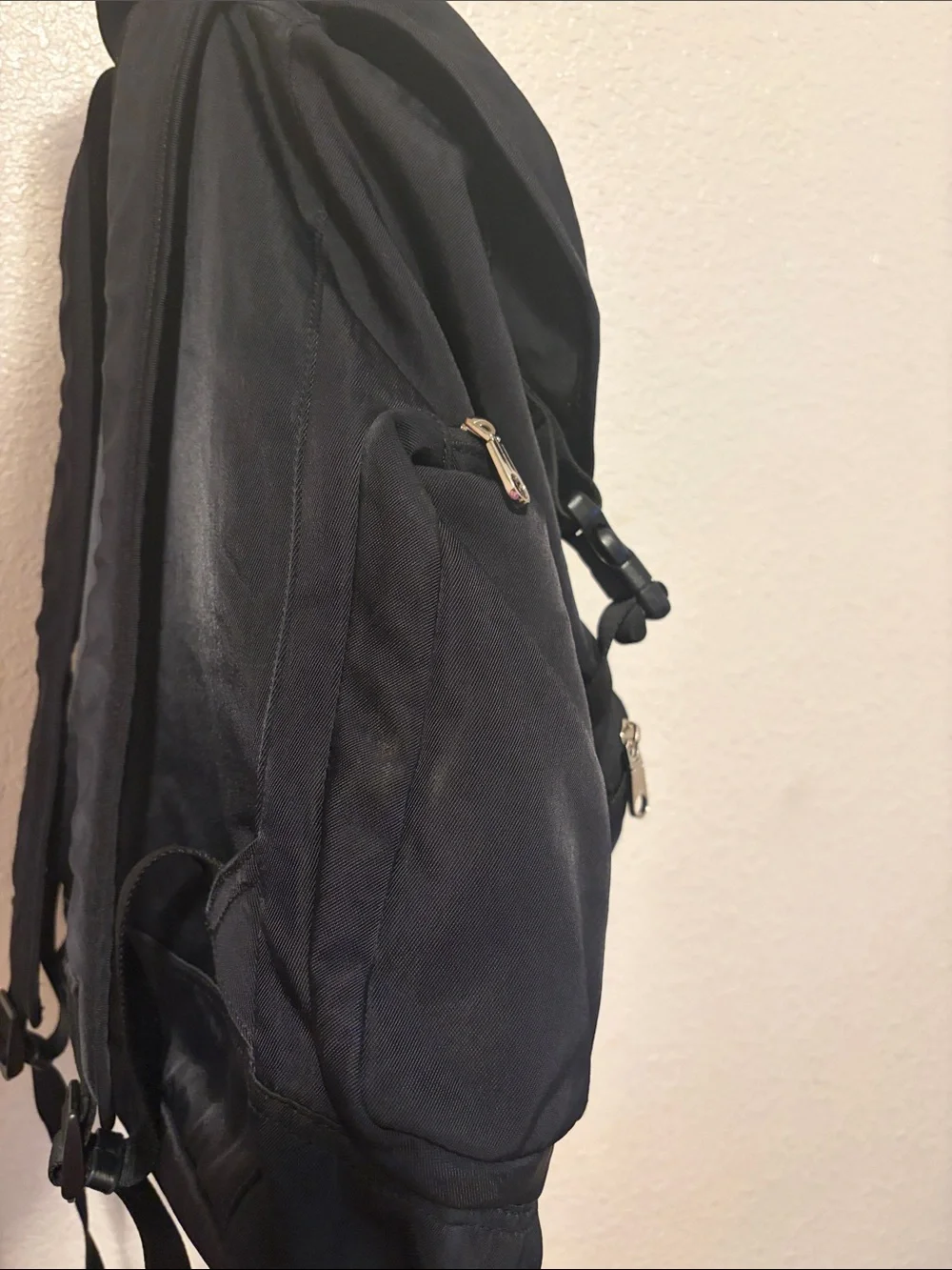 Calvin Klein  Black Nylon Flap Backpack with Front Pocket